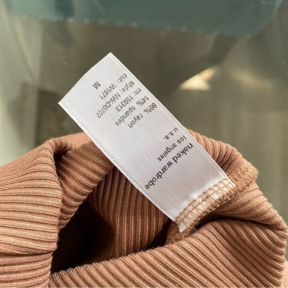 NAKED WARDROBE TAN RIBBED MIDI DRESS - Picture 11 of 12